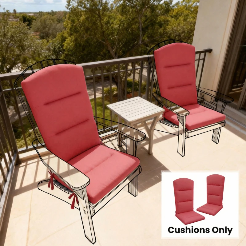 Outsunny Patio Chair Cushion for Adirondack Chairs Replacement Cushion with Back and Ties, Wine Red