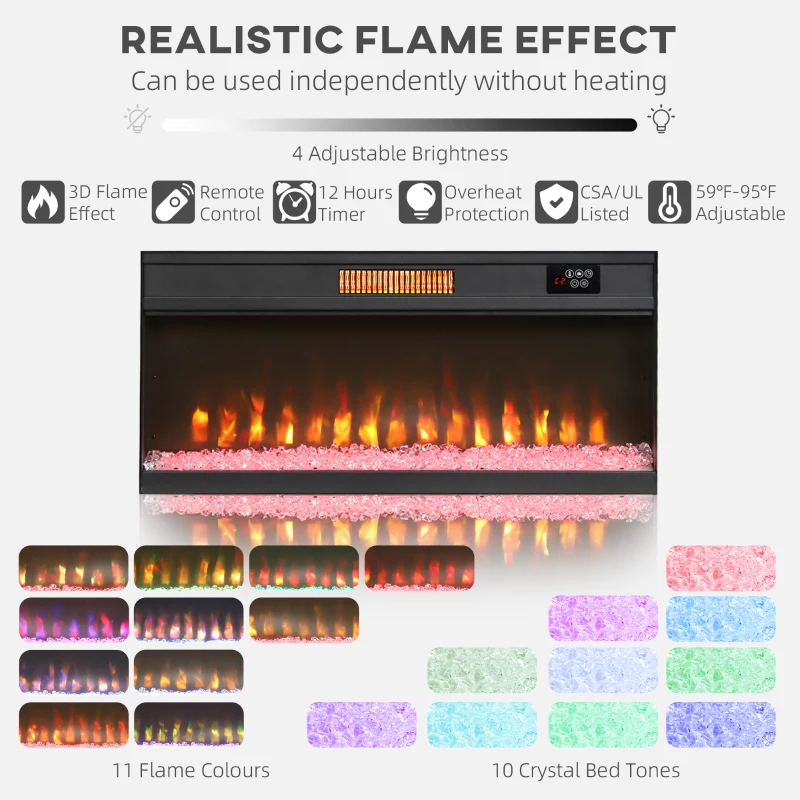 HOMCOM Fireplace TV Stand for TVs Up to 80 Inch, TV Console with Electric Fireplace, Open Storage and Side Cabinets, White