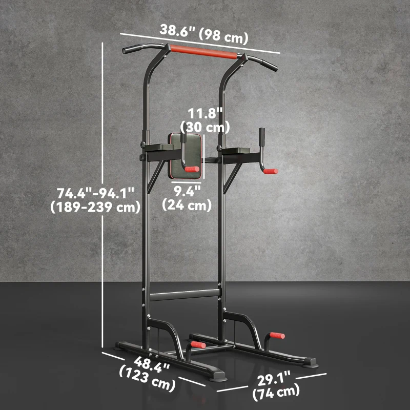 Soozier Adjustable Power Tower with Pull up and Dip Bar for Home Gym Workout
