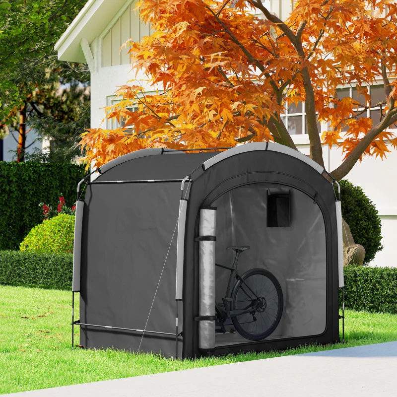 Outsunny Bike Storage Shed Tent, Portable and Waterproof with 210D Oxford Fabric and Carry Bag for 3-4 Bicycles, Black