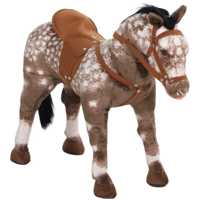 Qaba Kids Ride on Horse with Neighing Sound, Saddle for Ages 3-8