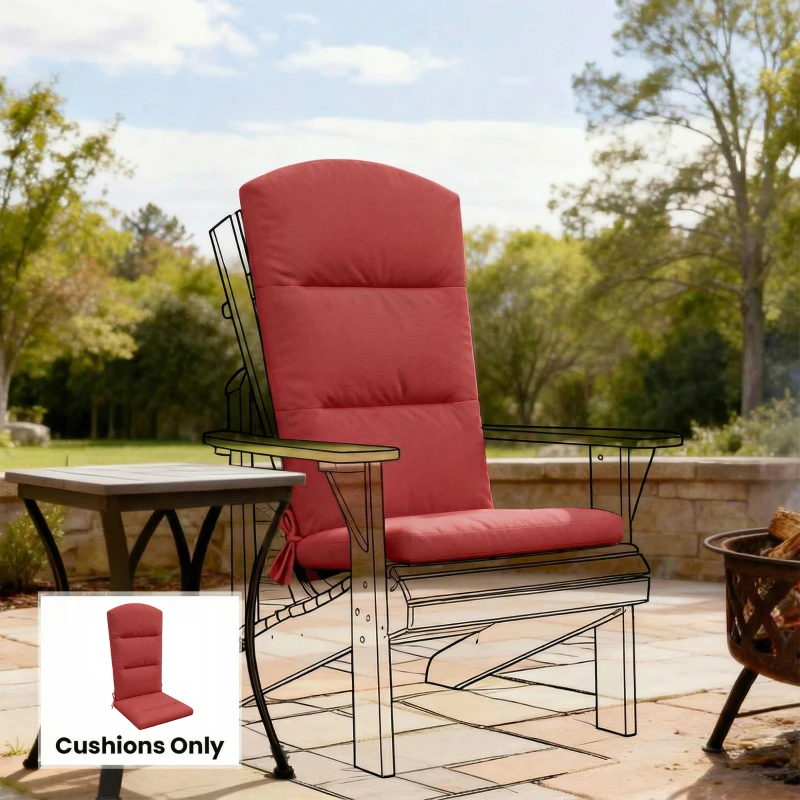 Outsunny Patio Chair Cushion for Adirondack Chairs Replacement Cushion with Back and Ties, Wine Red