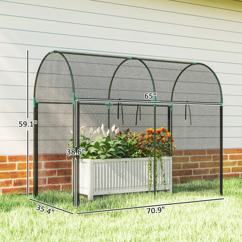 Outsunny Crop Cage, 6' x 3' x 5' Large Plant Protection Tent with Zippered Door, Outdoor Garden Cage, Black