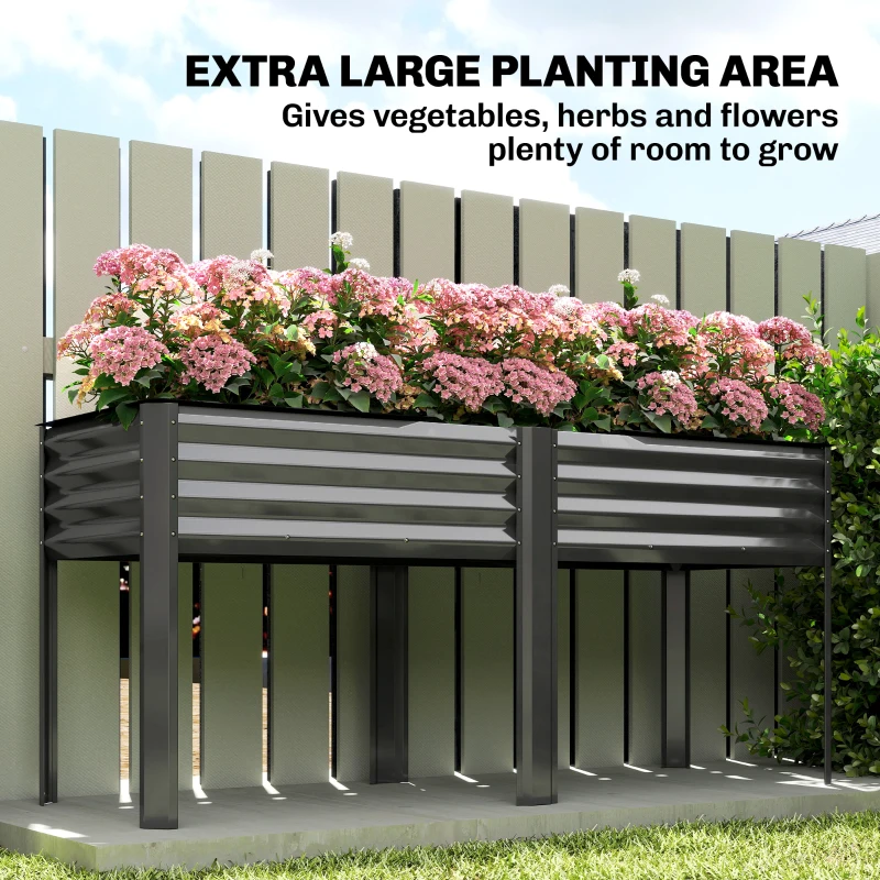 Outsunny Galvanized Raised Garden Bed with Legs, 71" x 22" x 31.5" Raised Planter Box with Reinforced Bars and Non-Woven Fabric