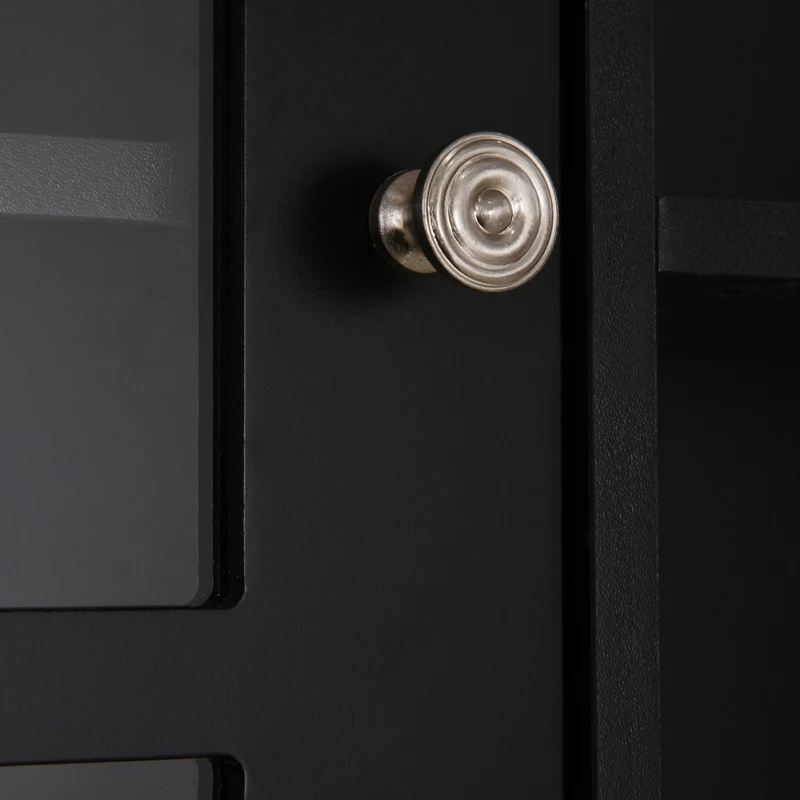 HOMCOM Kitchen Buffet with Hutch, Storage Pantry with 3 Cabinets, 2 Open Shelves and Large Countertop, Black(m-13)