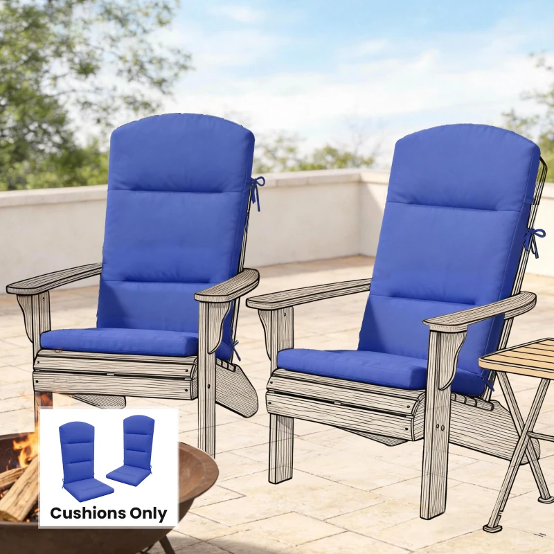 Outsunny Patio Chair Cushion for Adirondack Chairs Replacement Cushion with Back and Ties, Navy Blue