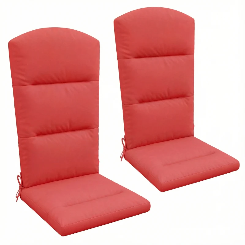 Outsunny Patio Chair Cushion for Adirondack Chairs Replacement Cushion with Back and Ties, Wine Red