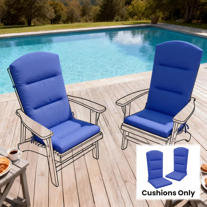 Outsunny Patio Chair Cushion for Adirondack Chairs Replacement Cushion with Back and Ties, Navy Blue
