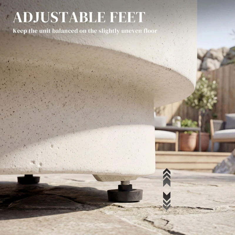 HOMCOM Lightweight Accent Table with Concrete Finish Round Side Table, Cream White