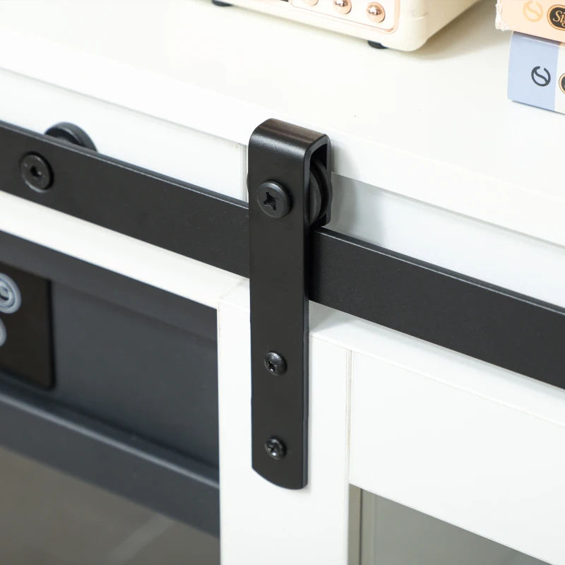 HOMCOM Fireplace TV Stand for TVs Up to 80 Inch, TV Console with Electric Fireplace, Open Storage and Side Cabinets, White