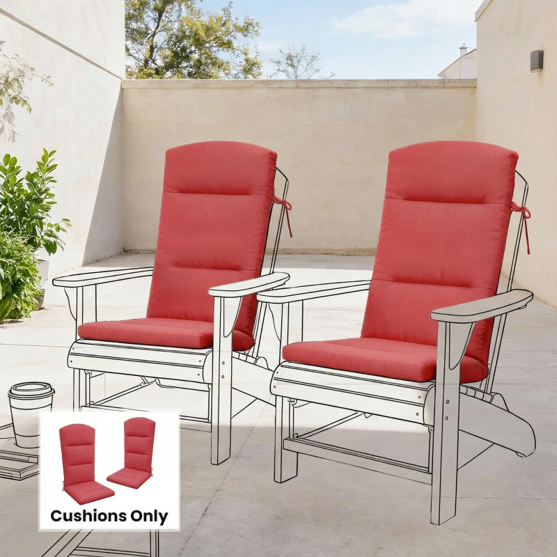 Outsunny Patio Chair Cushion for Adirondack Chairs Replacement Cushion with Back and Ties, Wine Red