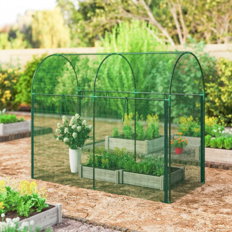 Outsunny Crop Cage, 6' x 3' x 5' Large Plant Protection Tent with Zippered Door, Outdoor Garden Cage, Green
