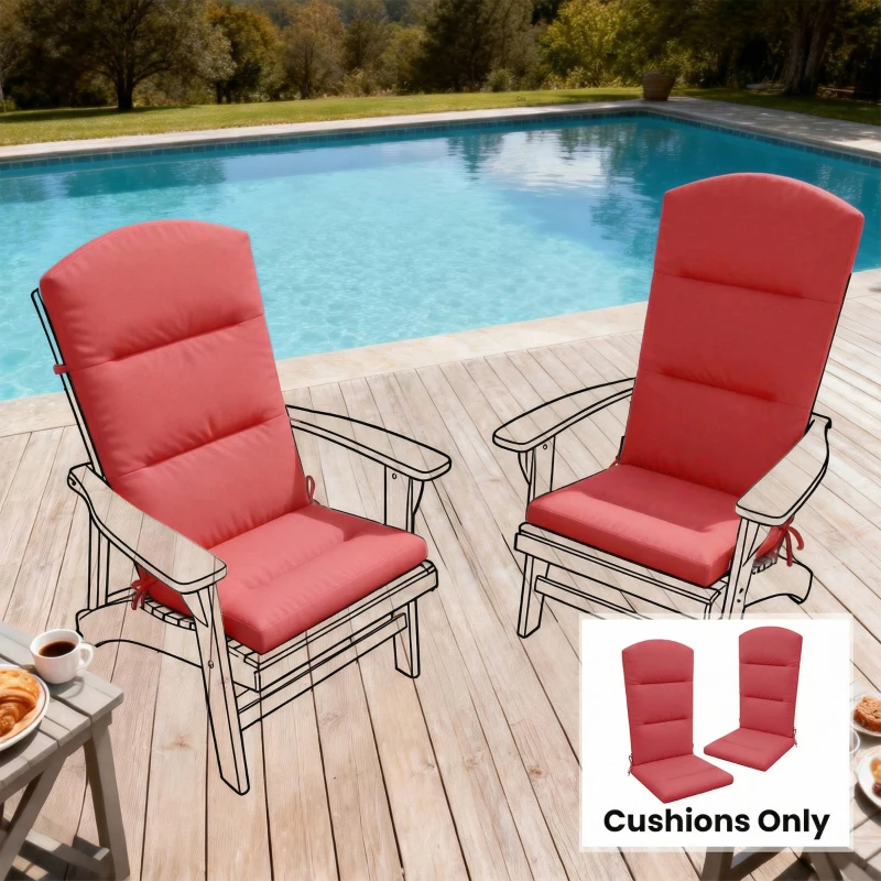 Outsunny Patio Chair Cushion for Adirondack Chairs Replacement Cushion with Back and Ties, Wine Red