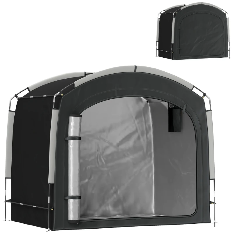 Outsunny Bike Storage Shed Tent, Portable and Waterproof with 210D Oxford Fabric and Carry Bag for 3-4 Bicycles, Black