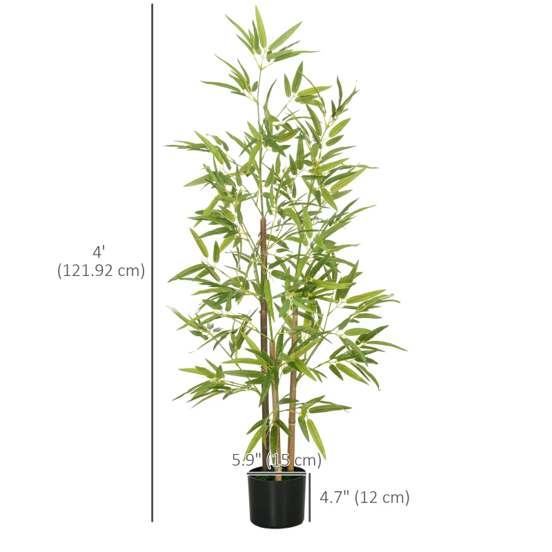 HOMCOM 4ft Artificial Tree, Indoor Fake Bamboo with Pot, for Home Office Living Room Decor