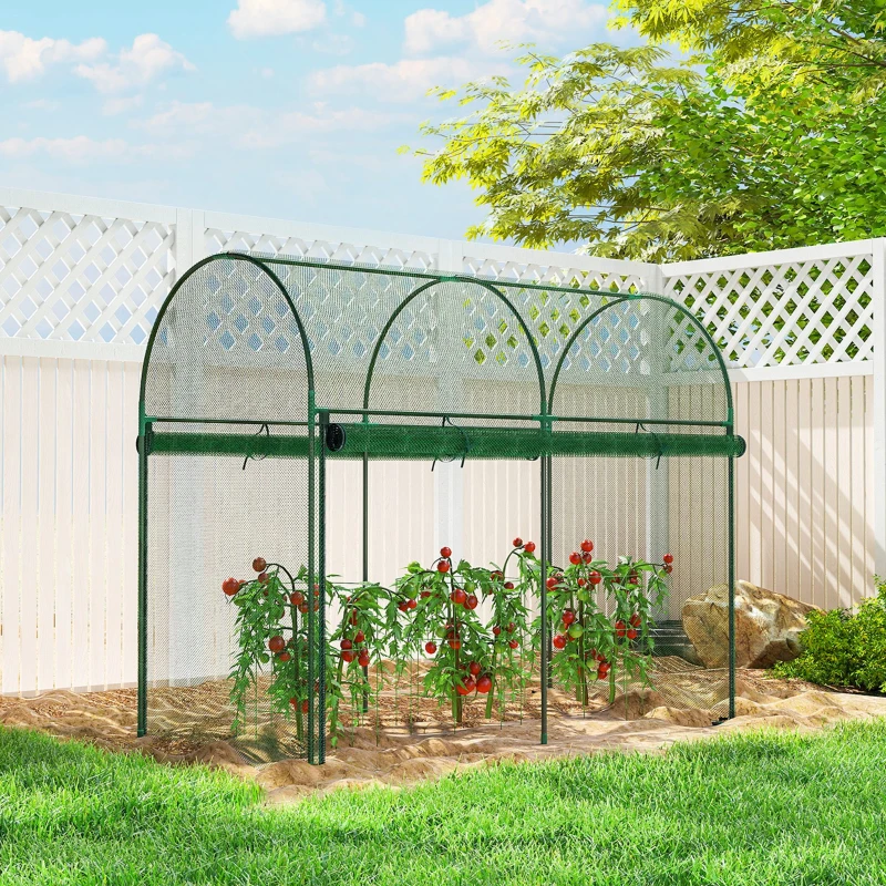 Outsunny Crop Cage, 6' x 3' x 5' Large Plant Protection Tent with Zippered Door, Outdoor Garden Cage, Green