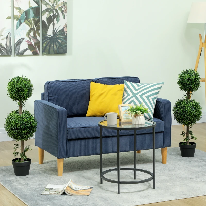 HOMCOM 2 Pack 36.1" Artificial Trees, Boxwood Topiary Ball Trees with Pot for Indoor, Outdoor, Home Office, Living Room, Green