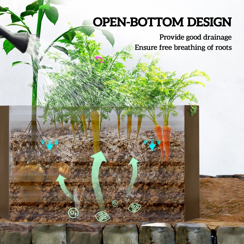 Outsunny 6' x 3' x 2' Raised Garden Bed, Galvanized Planter Box for Growing Flowers, Herbs and Vegetables, Brown