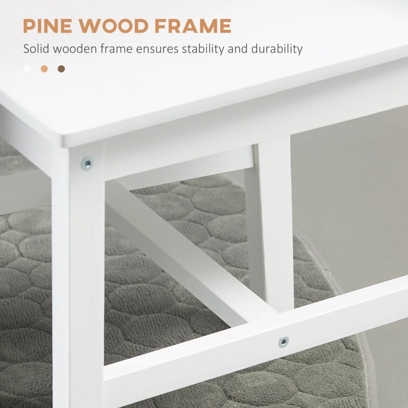 HOMCOM Dining Chairs Set of 2, Kitchen Chair with Slat Back, Pine Wood Structure for Living Room and Dining Room, White