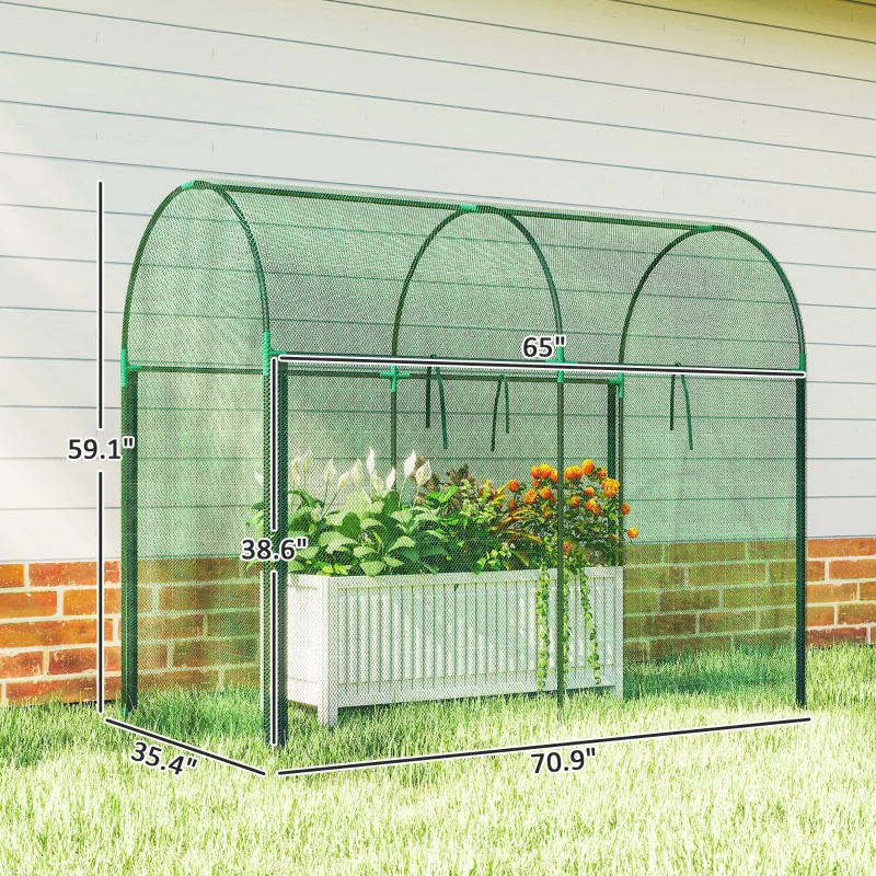 Outsunny Crop Cage, 6' x 3' x 5' Large Plant Protection Tent with Zippered Door, Outdoor Garden Cage, Green