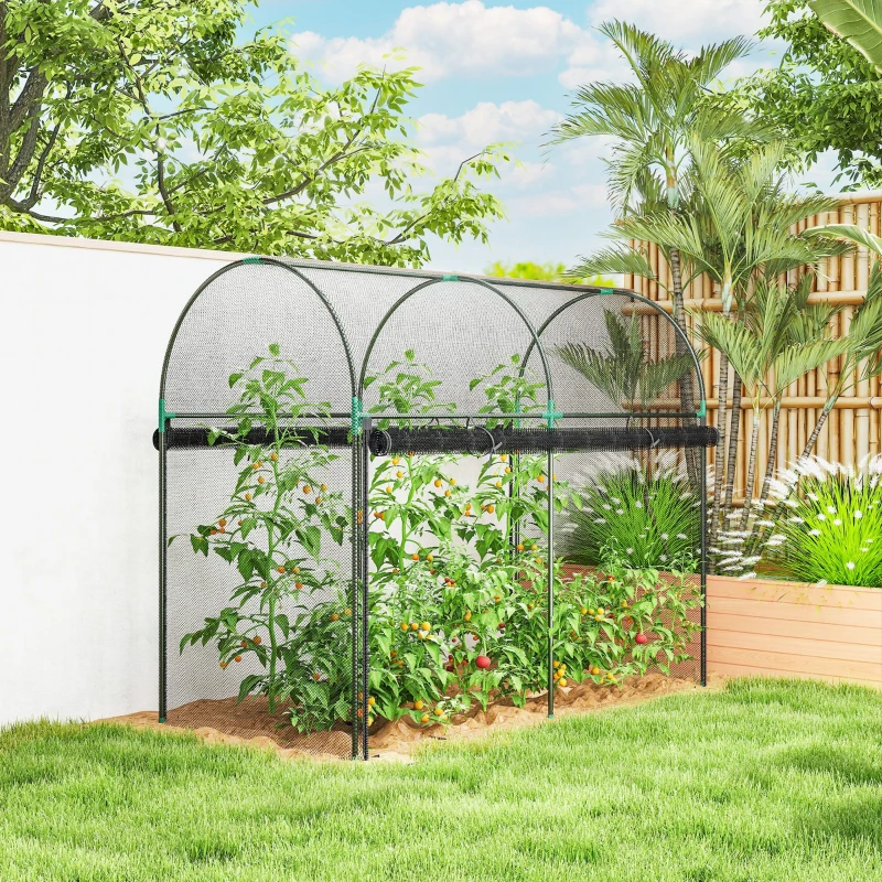 Outsunny Crop Cage, 6' x 3' x 5' Large Plant Protection Tent with Zippered Door, Outdoor Garden Cage, Black