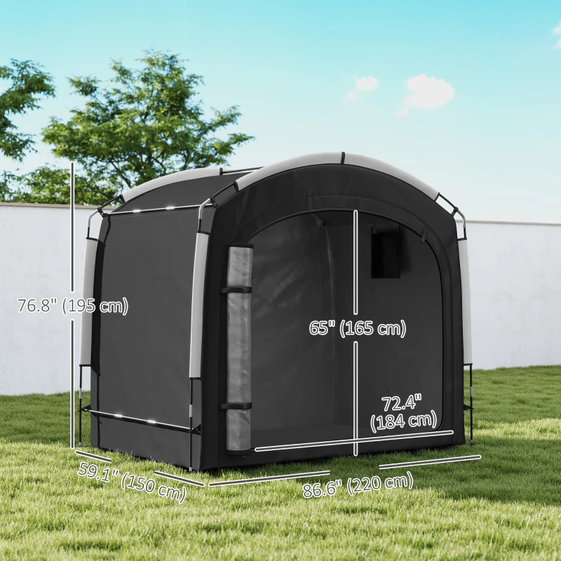 Outsunny Bike Storage Shed Tent, Portable and Waterproof with 210D Oxford Fabric and Carry Bag for 3-4 Bicycles, Black