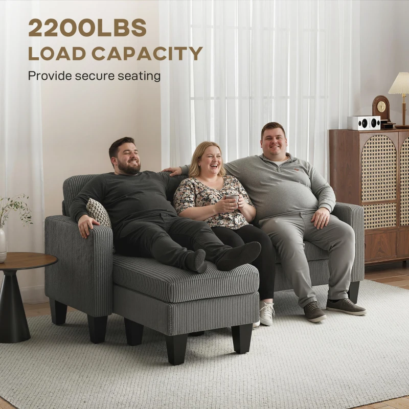 HOMCOM Sectional Sofa, L Shaped Couch, with Reversible Chaise or Ottoman, Dark Gray