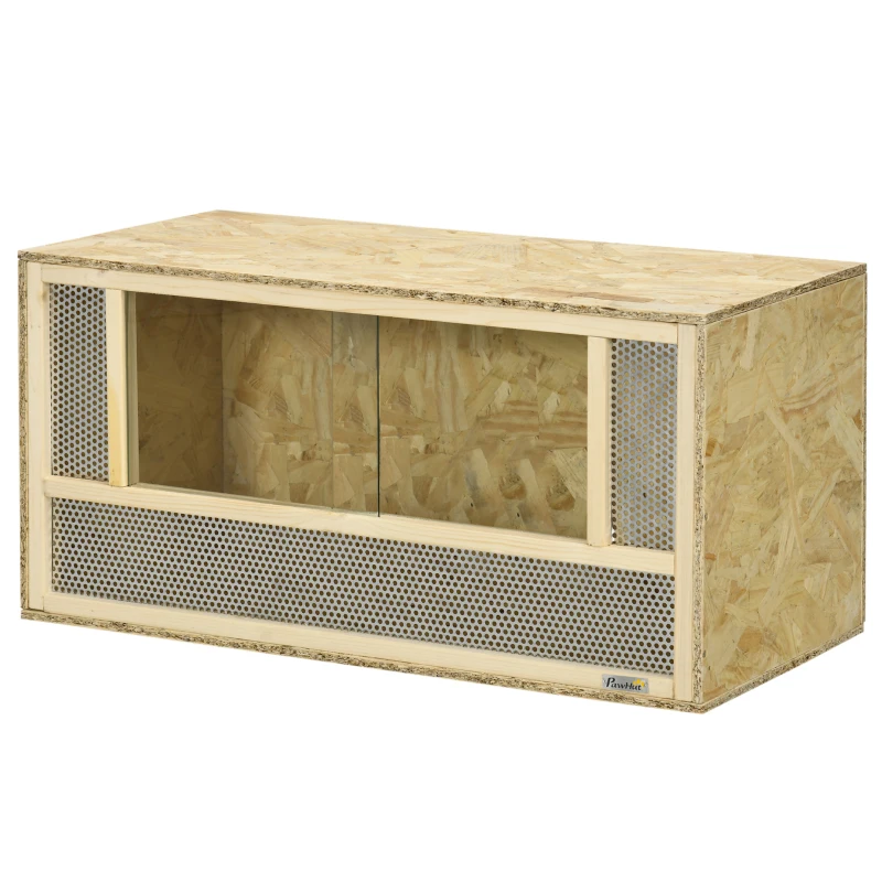 PawHut Wooden Reptile Terrarium with Sliding Door for Chameleon, Lizard, Snake, Frog, Turtle, 31.5" x 15.7" x 15.7"