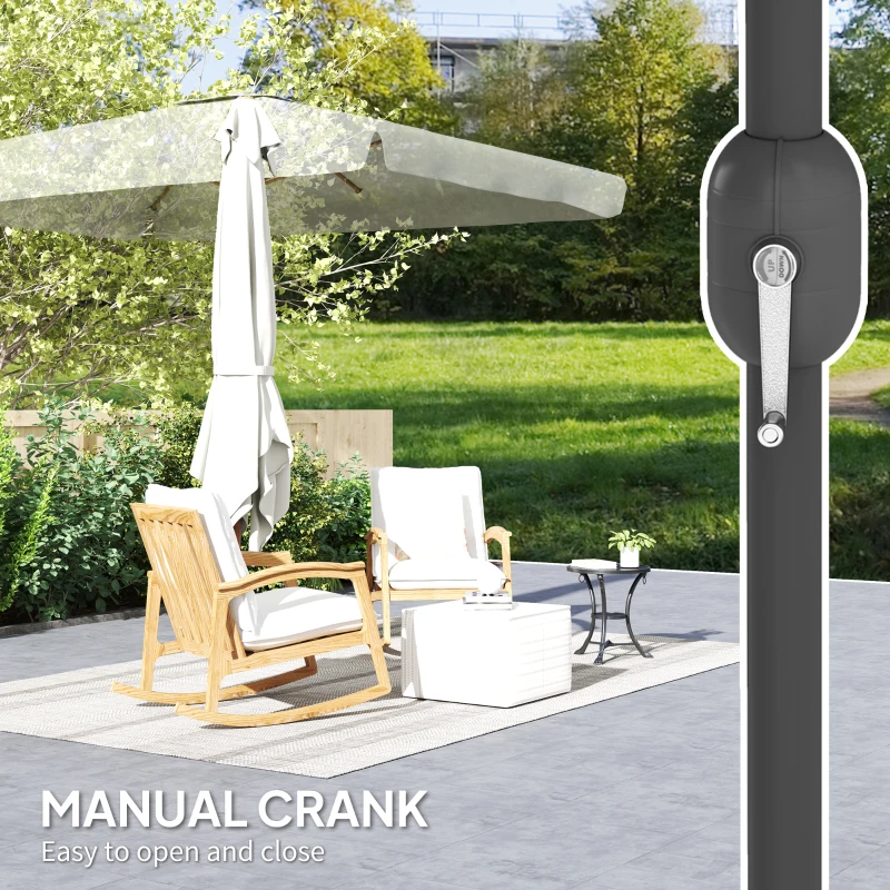 Outsunny Patio Umbrella 118.1" x 78.7" Outdoor Parasol UV50+ Protection in White