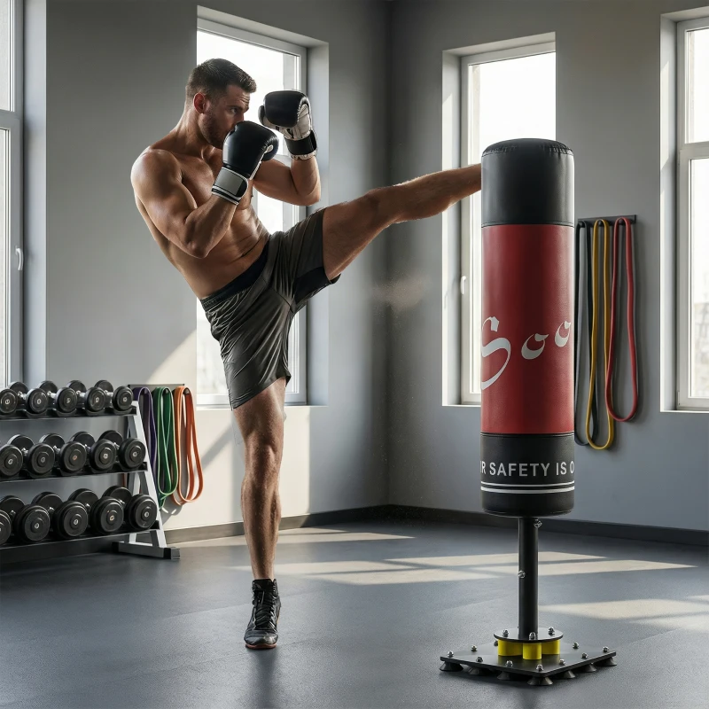 Soozier Freestanding Punching Bag for Adults, 53" Heavy Duty Boxing Bag with 12 Suction Cups, Boxing Equipment with Stand