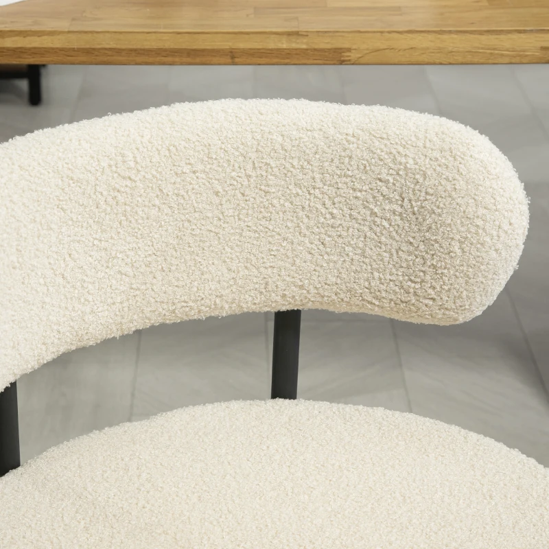 HOMCOM 2 Pieces Kitchen Chairs, Modern Dining Chairs w/ Berber Fleece Upholstery and Steel Legs for Living Room, Beige