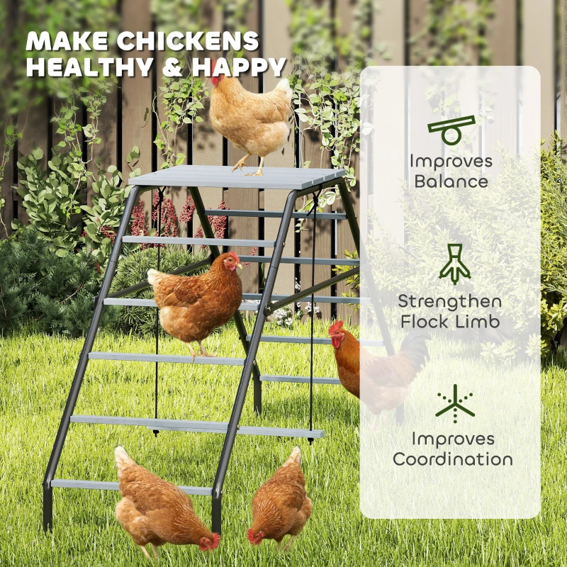 PawHut Chicken Coop Perches with Swing, Chicken Run Accessories Toy for Healthy & Happy, for Backyard Farm