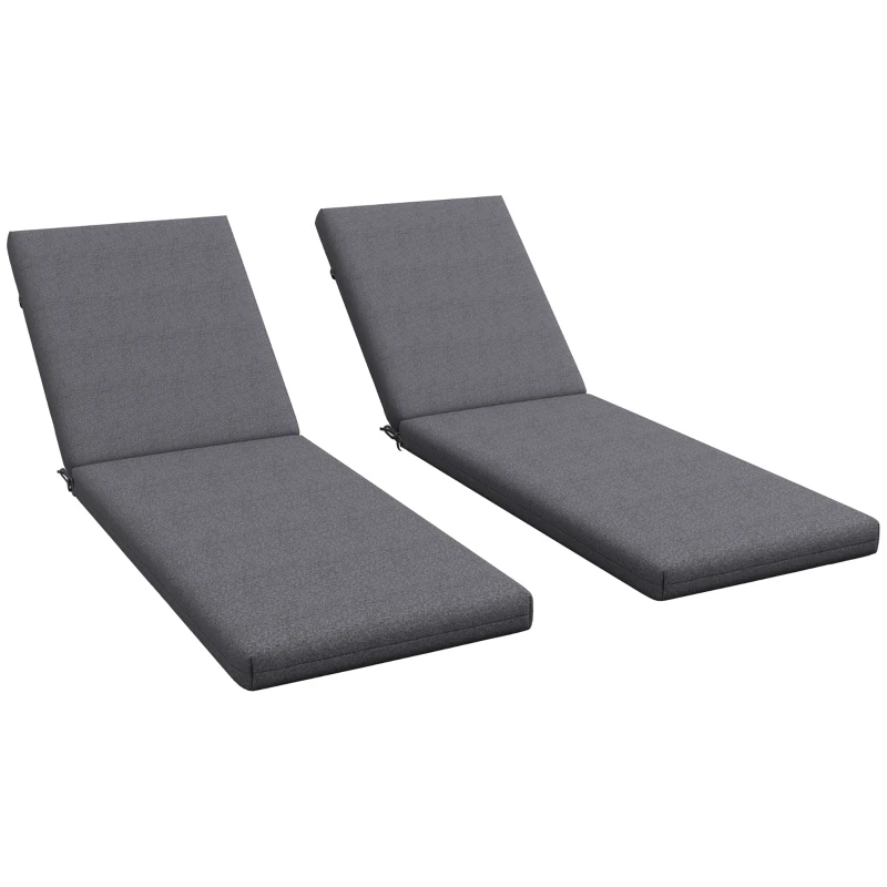 Outsunny 2-Piece Back and Seat Cushion Pillows Replacement, Patio Chair Cushions Set with Ties for Indoor Outdoor, Grey