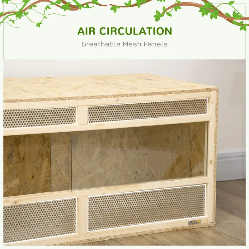 PawHut Reptile Terrarium, 58 Gallon Reptile Tank with Sliding Doors, Breathable Mesh for Bearded Dragon, Lizards, Snake