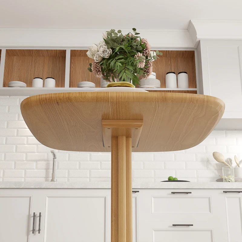 HOMCOM Dining Table for 4 People - Modern Kitchen Table with Wood-Effect Top, 27.6" x 27.6", Natural Wood