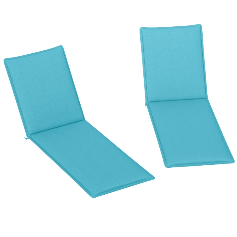 Outsunny Foldable Chaise Lounge Cushion Set of 2, Outdoor Lounge Chair Cushion Set, UPF50+ 200gsm Fabric, 48" x 23", Light Blue