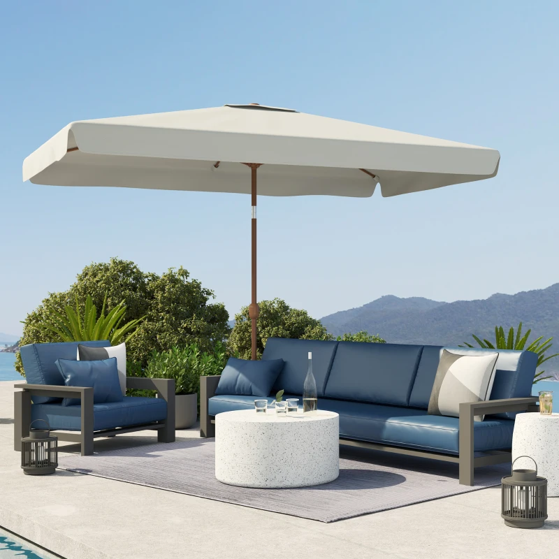 Outsunny Patio Umbrella 118.1" x 78.7" Outdoor Parasol UV50+ Protection in White