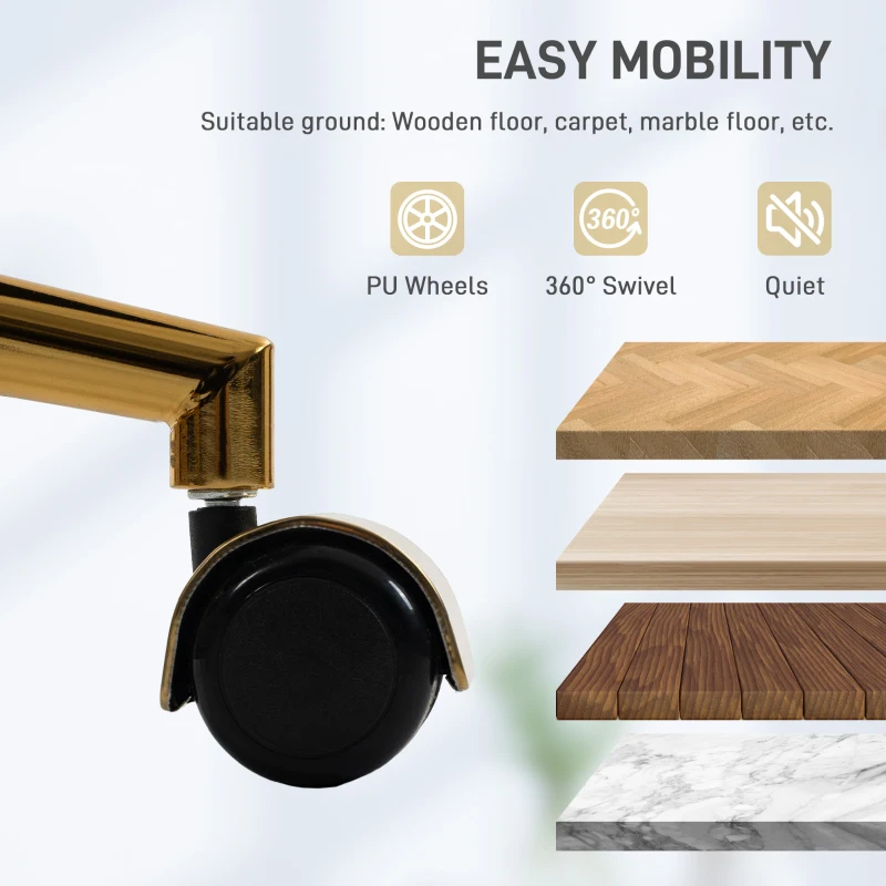 HOMCOM Office Chair, Faux Rabbit Fur Upholstered Vanity Desk Chair, Cream White