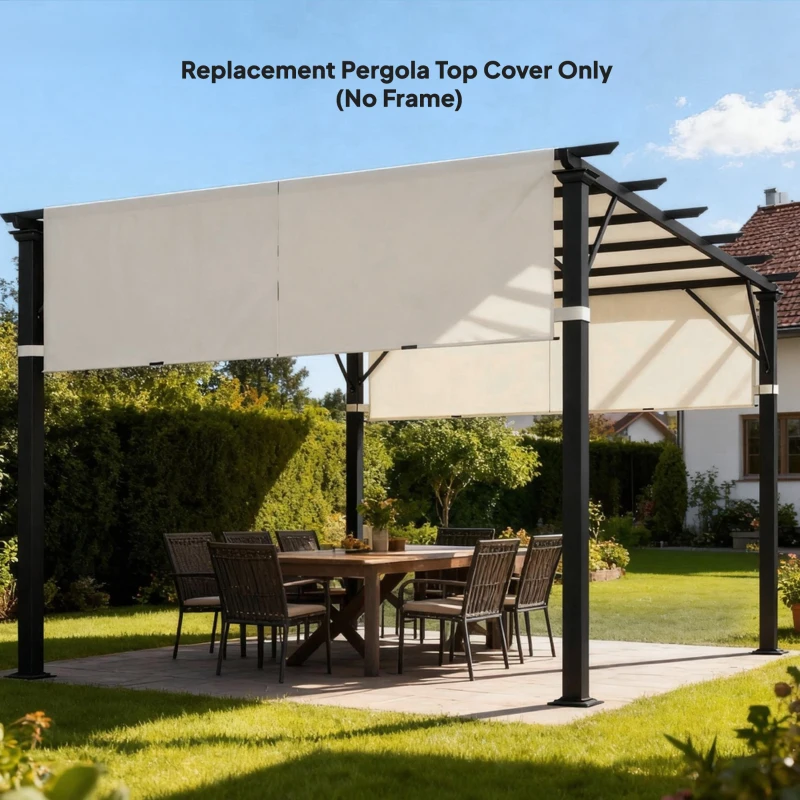 Outsunny 2 Pcs Pergola Replacement Canopy, UV Protection Pergola Shade Cover, Easy to Install, for 10 x 10ft Pergola, Cream White