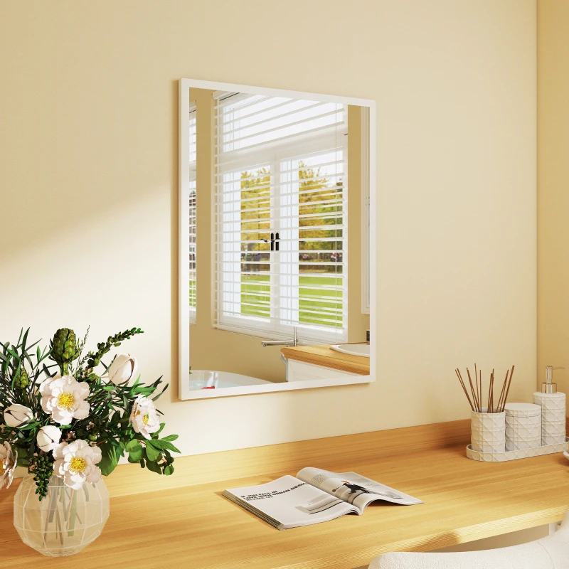 HOMCOM 22" x 30" Bathroom Mirror for Wall, Rectangular Mirror for Living Room, Bedroom, Entryway, White