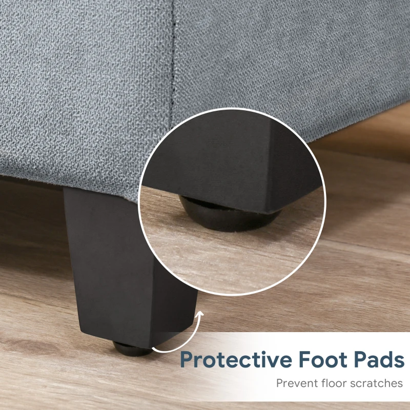 HOMCOM Rectangular Entry Bench, Tufted Upholstered Linen Fabric Wood Feet Storage Ottoman Bench, Grey