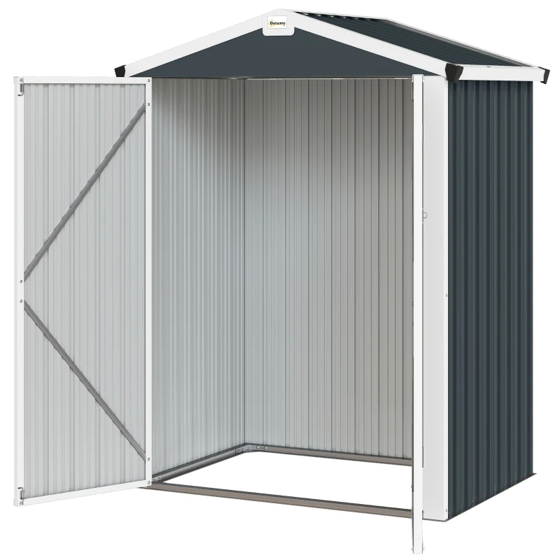 Outsunny 4.4' x 3' Outdoor Storage Shed with Double Doors, Metal Garden Shed for Backyard Patio