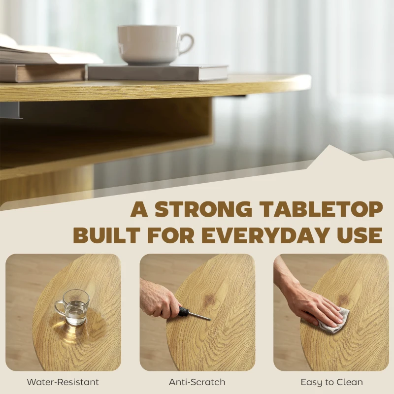 HOMCOM Extendable Dining Table for 6, 60" Farmhouse Kitchen Table with 2-Tier Storage Shelf and Fluted Sliding Doors, Natural