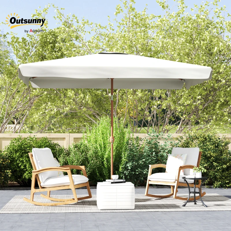 Outsunny Patio Umbrella 118.1" x 78.7" Outdoor Parasol UV50+ Protection in White