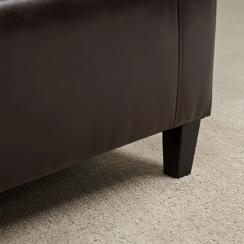 HOMCOM Storage Ottoman Bench, PU Leather Upholstered Bench with Tufted Design, Brown