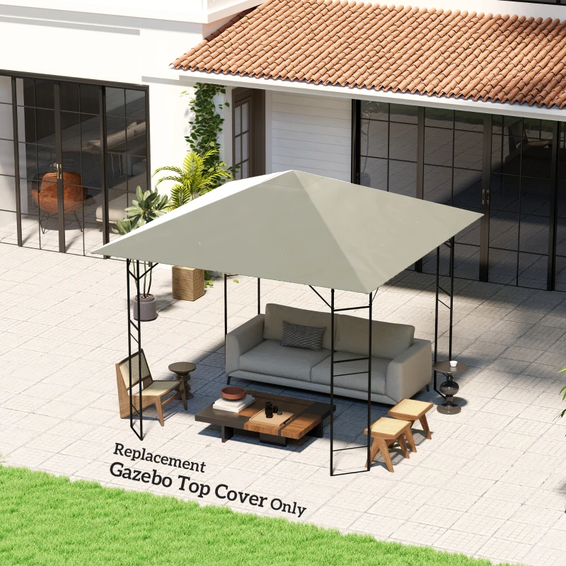 Outsunny 10' x 10' Gazebo Canopy Replacement Cover, Garden Gazebo Roof Replacement, UPF30+, TOP COVER ONLY, Grey