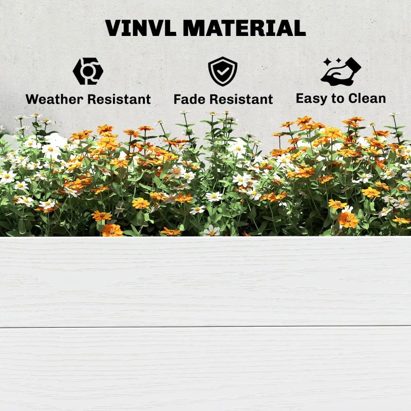 Outsunny Vinyl Raised Garden Bed Kit, 6.5 x 3 x 1ft Elevated Garden Box with Divider and Open Bottom, White