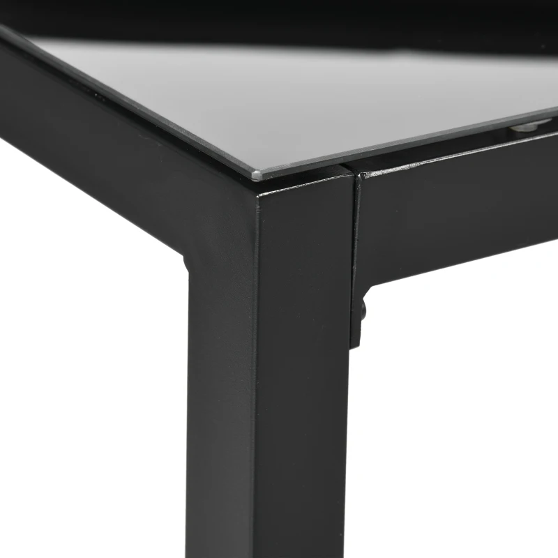Outsunny Rectangular Outdoor Dining Table for 8 People with Tempered Glass Top and Aluminum Frame, Black 70.9" x 31.5" x 28.3"