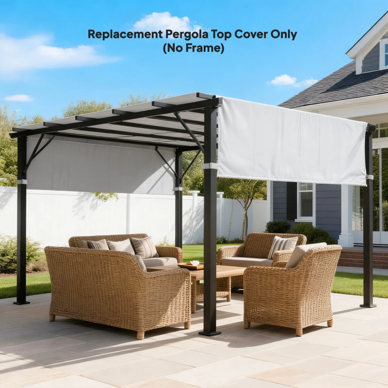 Outsunny 2 Pcs Pergola Replacement Canopy, UV Protection Pergola Shade Cover, Easy to Install, for 10 x 10ft Pergola, Light Gray