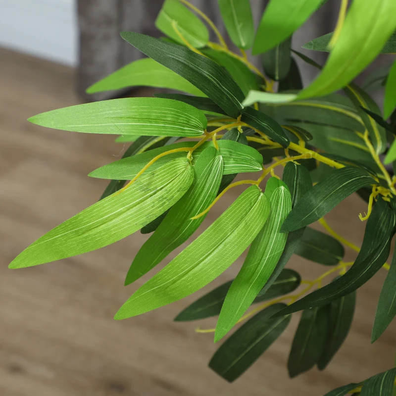 Outsunny 6FT Artificial Bamboo Trees Set of 2, Fake Plants with Nursery Pot for Indoor Decor